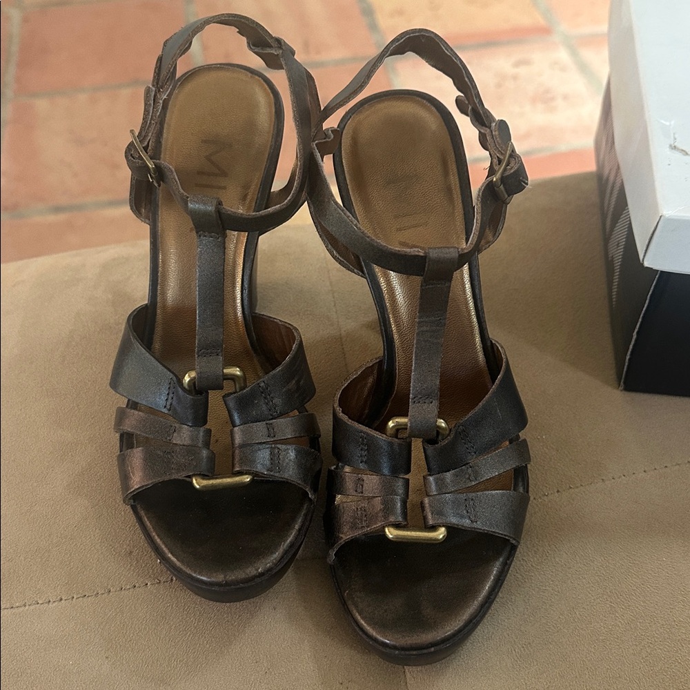MIA Bronze Manhattan Leather Strappy Heels